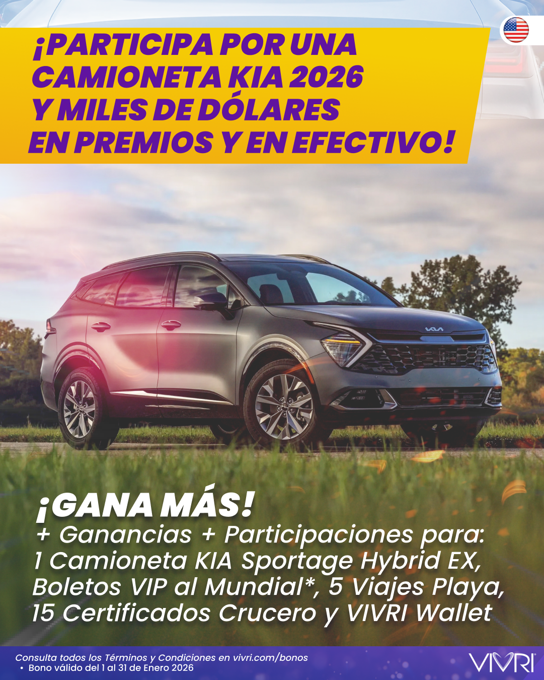 CAMIONETA, BOLETOS MUNDIAL Y MILES EN PREMIOS