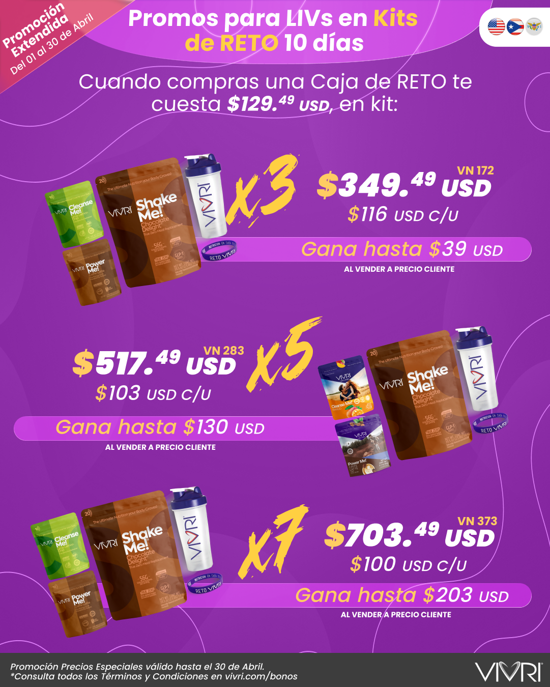 KITS X3 X5 X7 RETO 10 DÍAS