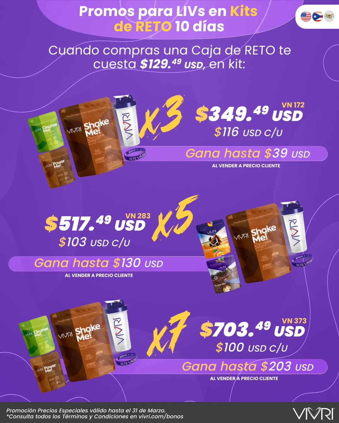 KITS X3 X5 X7 RETO 10 DÍAS