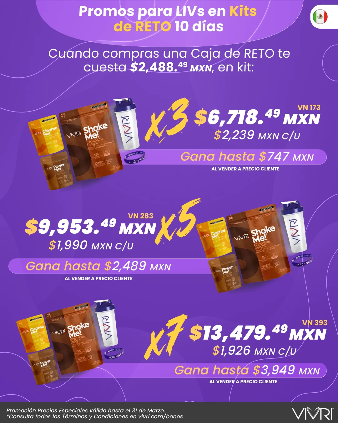 KITS X3 X5 X7 RETO 10 DÍAS