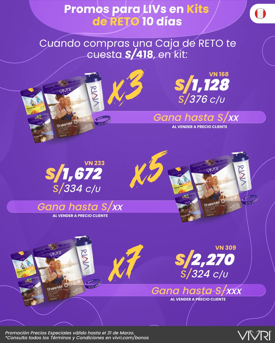 KITS X3 X5 X7 RETO 10 DÍAS